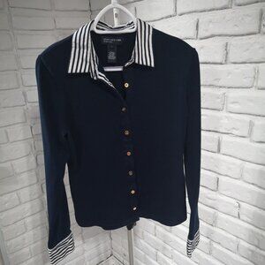 Jones New York Signature Ladies Navy Button Front Sweater